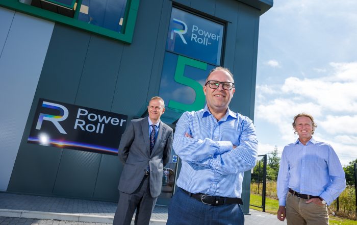 (l to r) Peter Rippingale Business Durham, Neil Spann, Chief Executive, Power Roll and Nick Atkinson HTA Real Estate